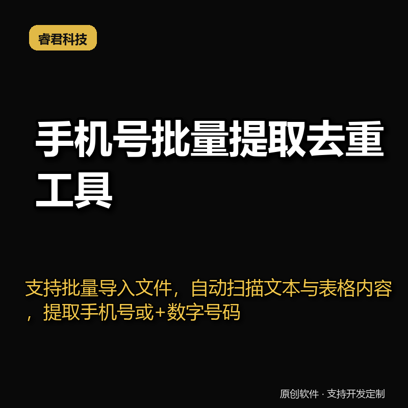 睿君手机号批量提取去重工具